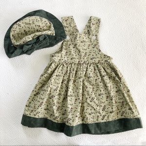 4/$15 Green Handmade Dress and Hat Size 4T